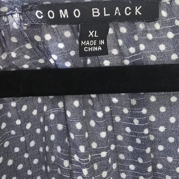 Como Black Pin Tuck Blouse Woman's Light Navy and White XL - Picture 3 of 5